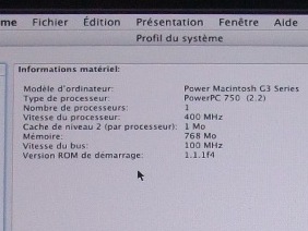 Photo de la fenêtre "Profil du système"