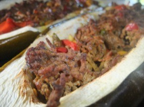 Détail de la courgette farcie